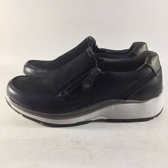 Aravon Pyper womens side zip shoes suede leather sneakers black size 5 2E - Picture 3 of 8